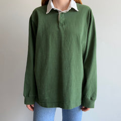 1990/2000s Hunter/Forest/Faded Green Gap Heavyweight Cotton Rugby Shirt