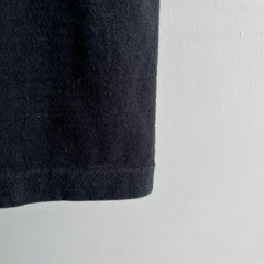 1980s Sun Faded Selvedge Pocket USA Made Blank Black T-Shirt