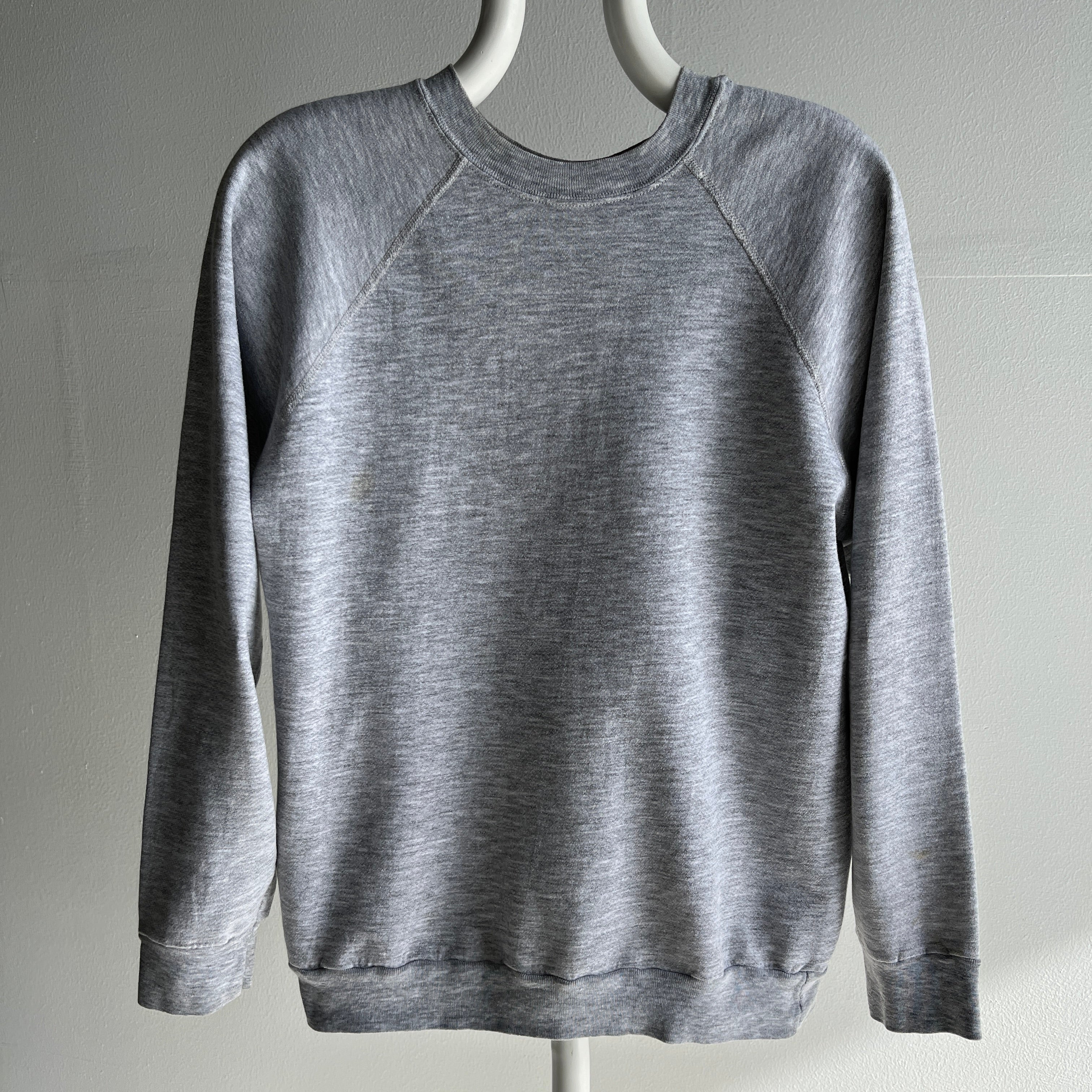 1980s Lightweight Thin Blank Gray Raglan by Action