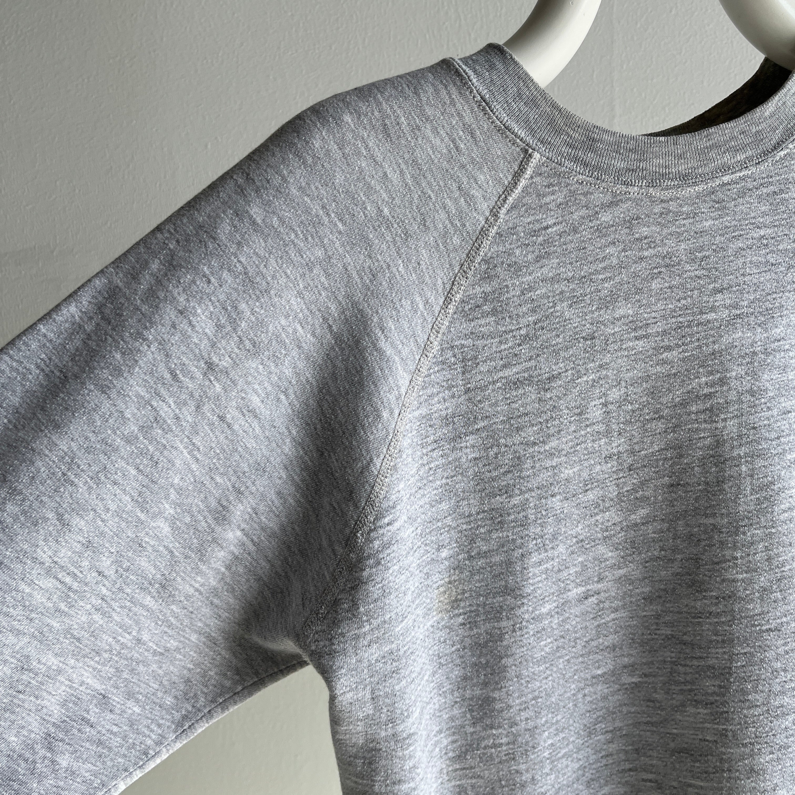 1980s Lightweight Thin Blank Gray Raglan by Action