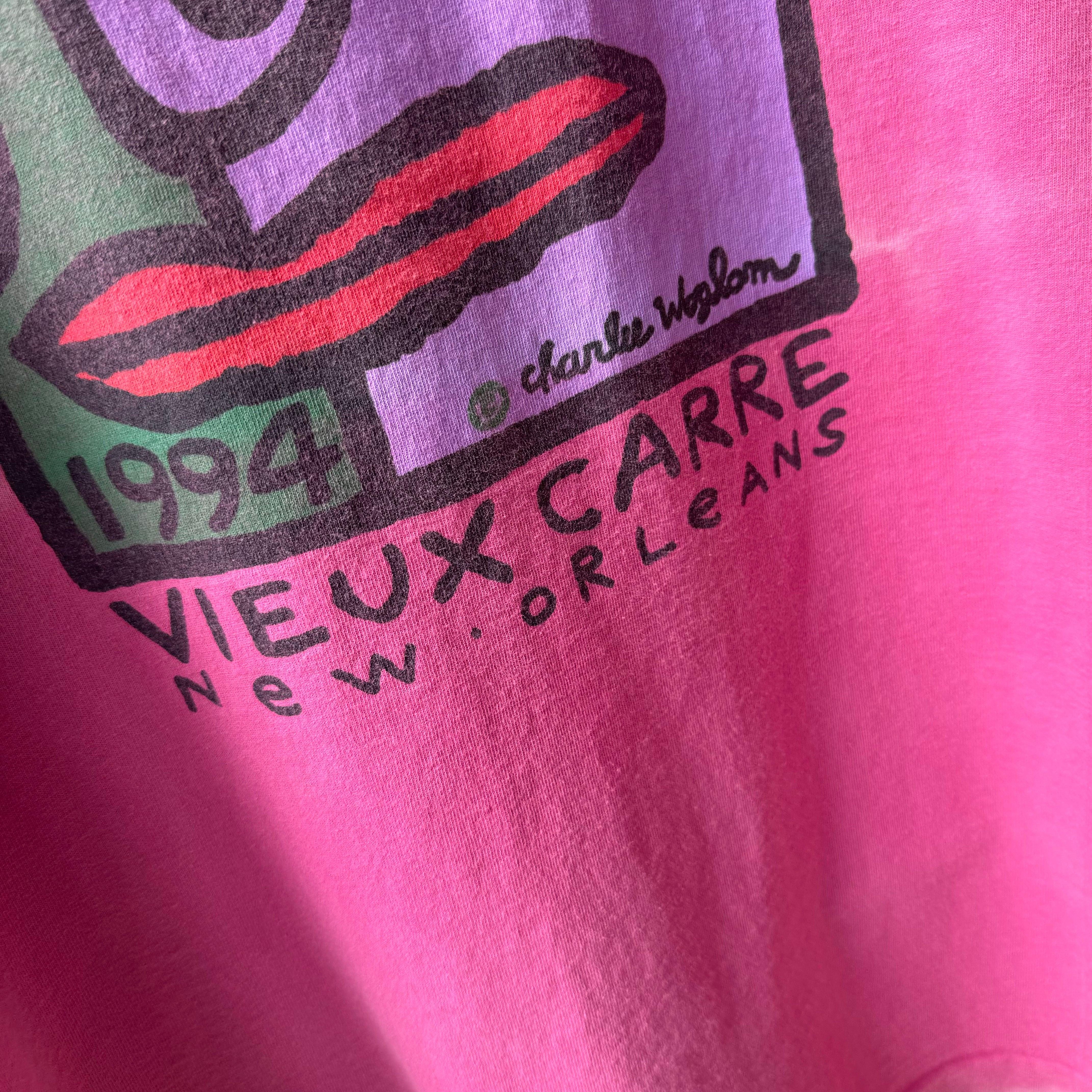 1994 Vieux Carre Super Cool Front and Back Sun Faded T-Shirt - Rad!