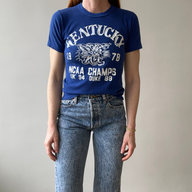 1978 Blue Kentucky NCAA Champs T Shirt - A Good One