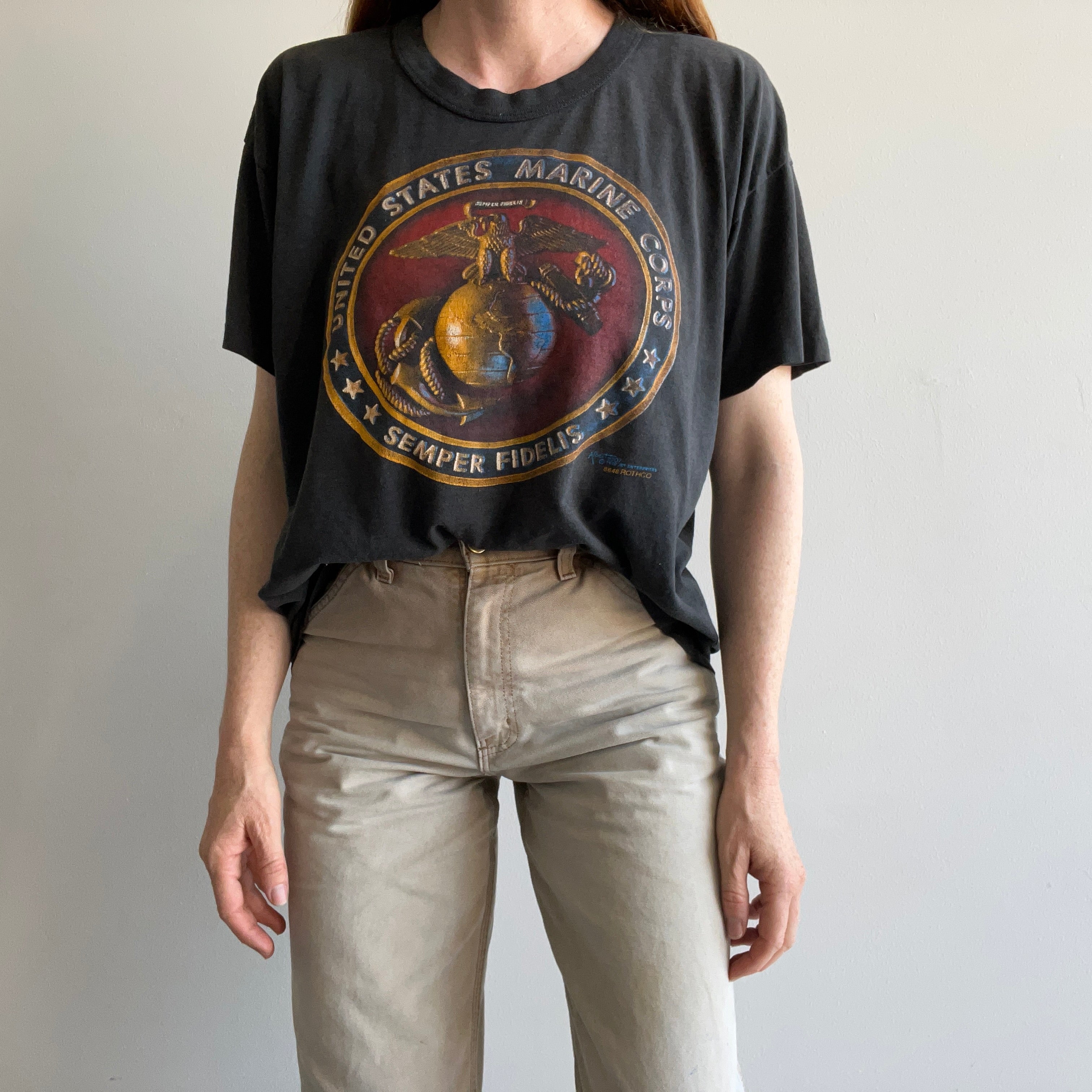 1988 US Marines Super Slouchy Rolled Neck T-Shirt