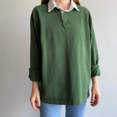 1990/2000s Hunter/Forest/Faded Green Gap Heavyweight Cotton Rugby Shirt