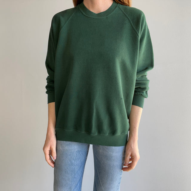 1980s Heavily Stained (In A Cool Way) and Lightly Tattered Leafy Green Sweatshirt