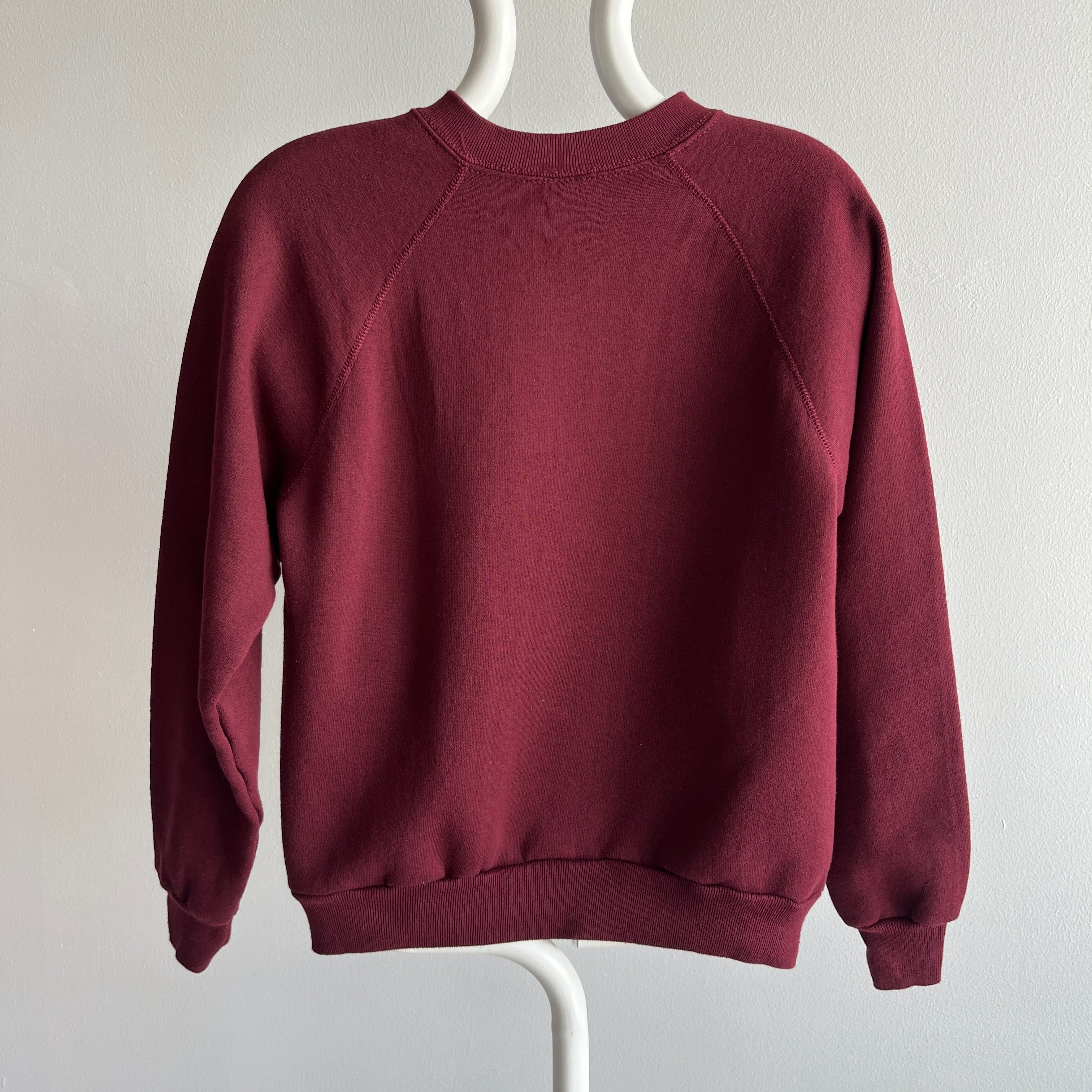 1980s Barely Worn Burgundy Raglan Sweatshirt by Tultex. Like New