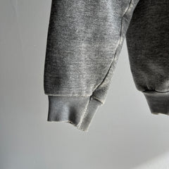 1980s Tattered and Torn Blank Gray Zip Up Insulated Hoodie - Smaller Fit