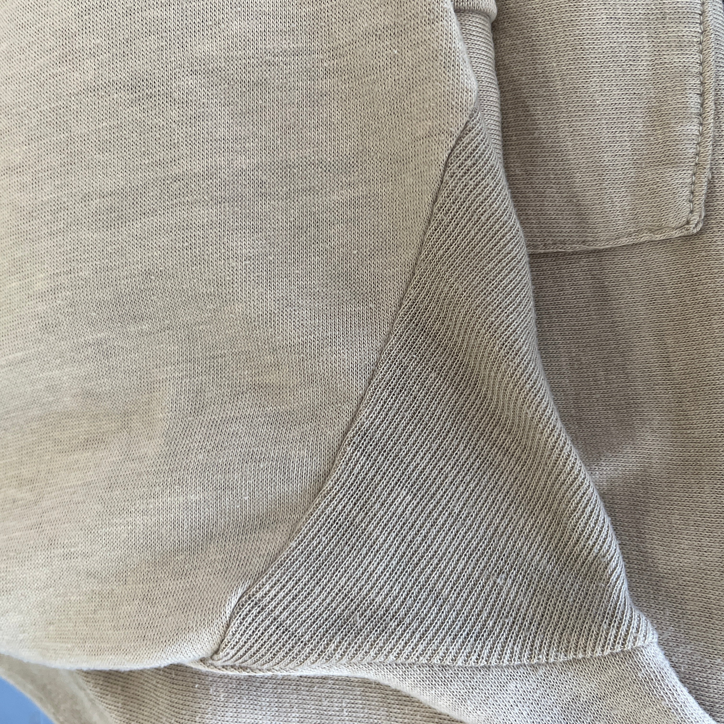 1970/80s Super Thin, Soft and Slouchy Long Sleeve Khaki Polo Shirt