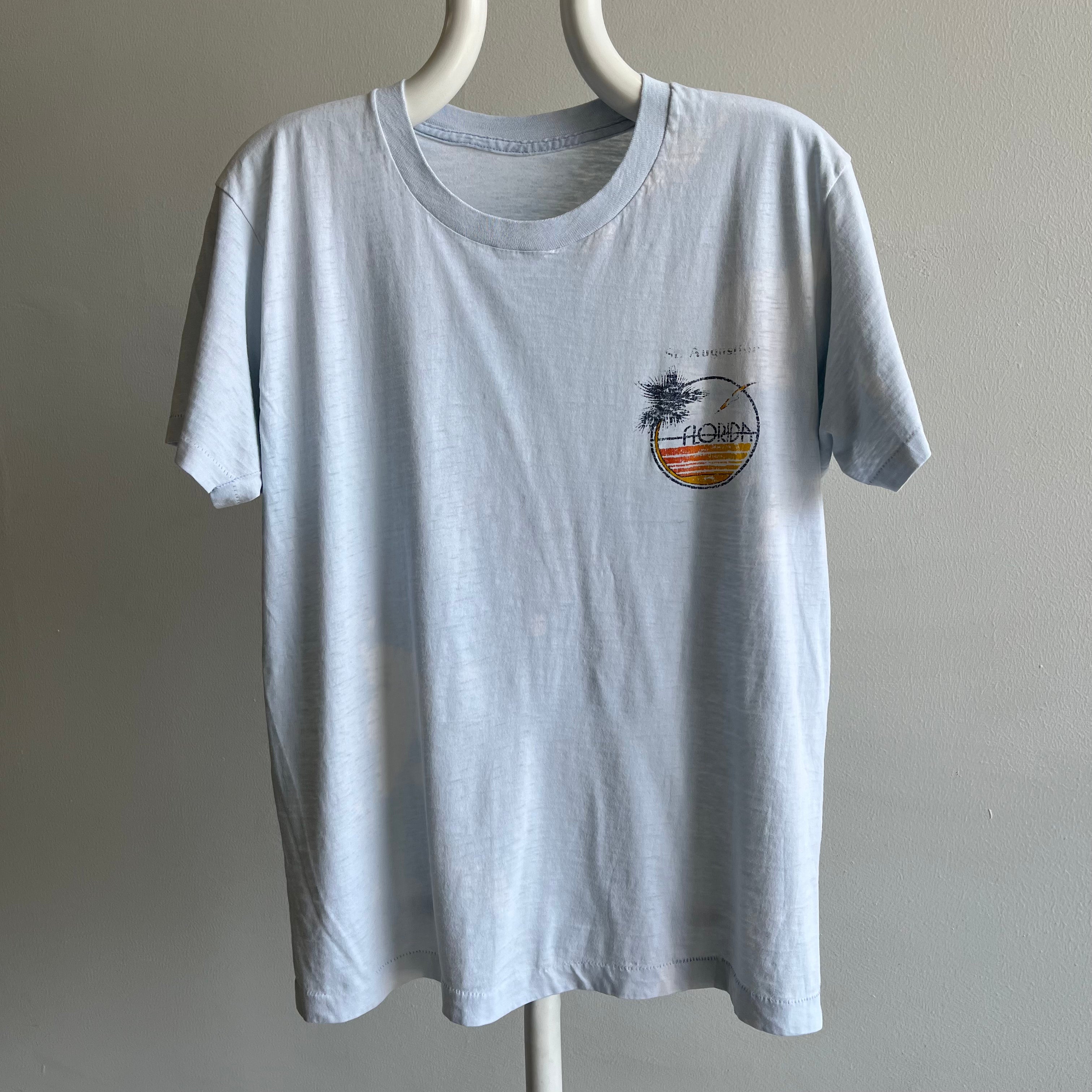 1970s Thinned Out Bleached Out St. Augustine, Florida Tourist T-Shirt