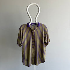 1980s Unusual Super Cool Striped/Button Down Shirt Sleeve Knit