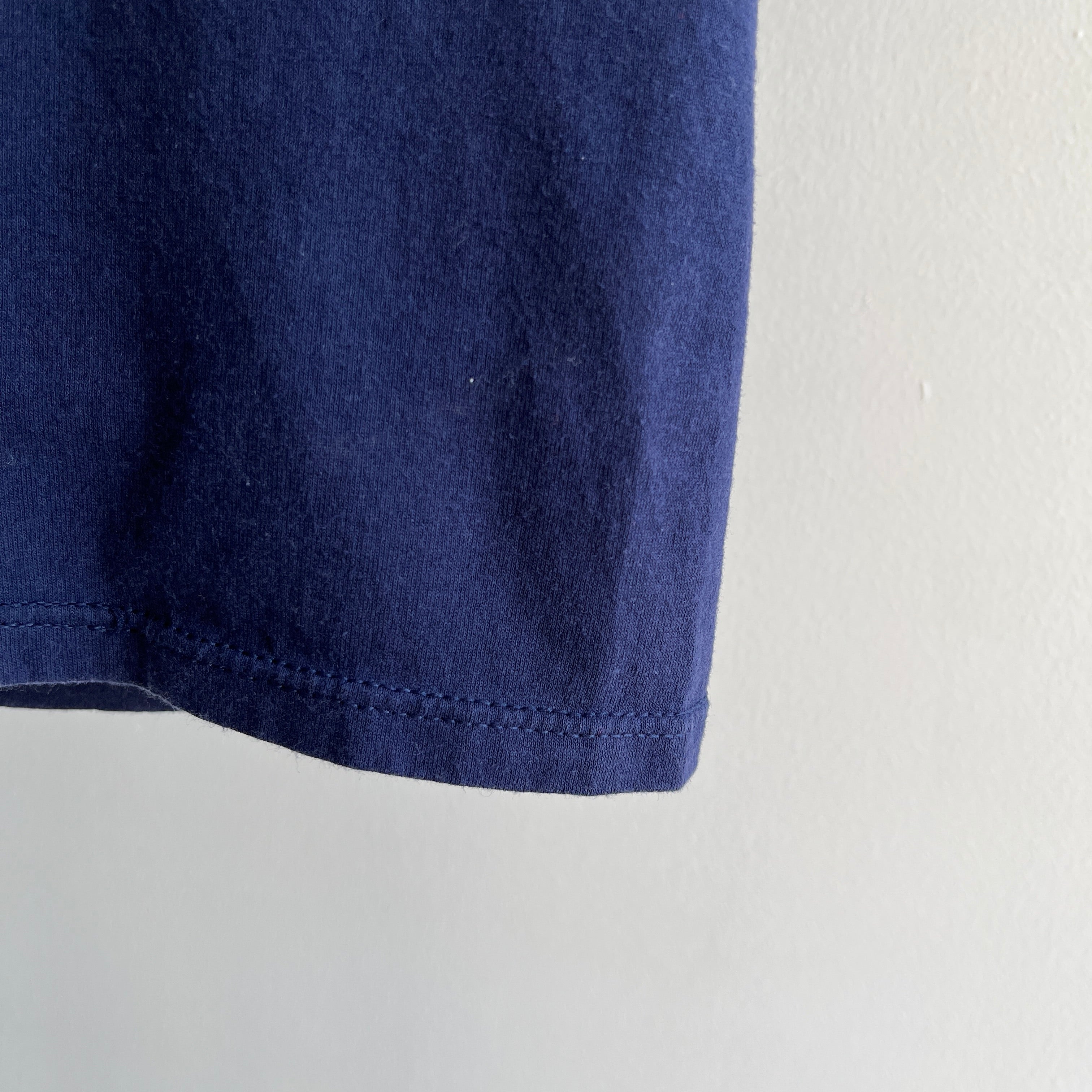 1980s Blank Navy Selvedge Pocket T-Shirt