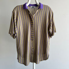 1980s Unusual Super Cool Striped/Button Down Shirt Sleeve Knit