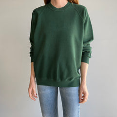 1980s Heavily Stained (In A Cool Way) and Lightly Tattered Leafy Green Sweatshirt