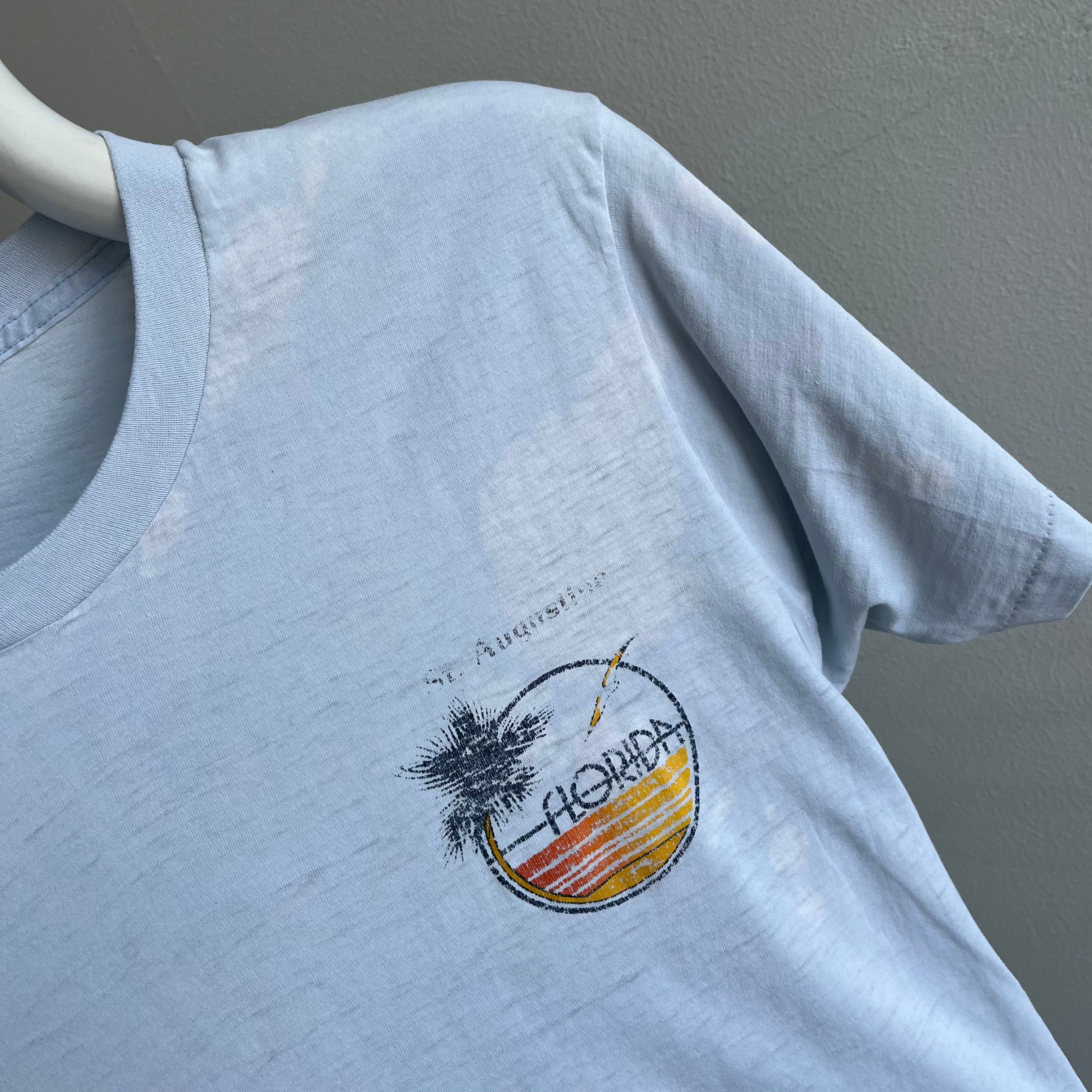 1970s Thinned Out Bleached Out St. Augustine, Florida Tourist T-Shirt