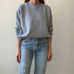 1990s Blank Grey Raglan Sweatshirt - !!!!!!!
