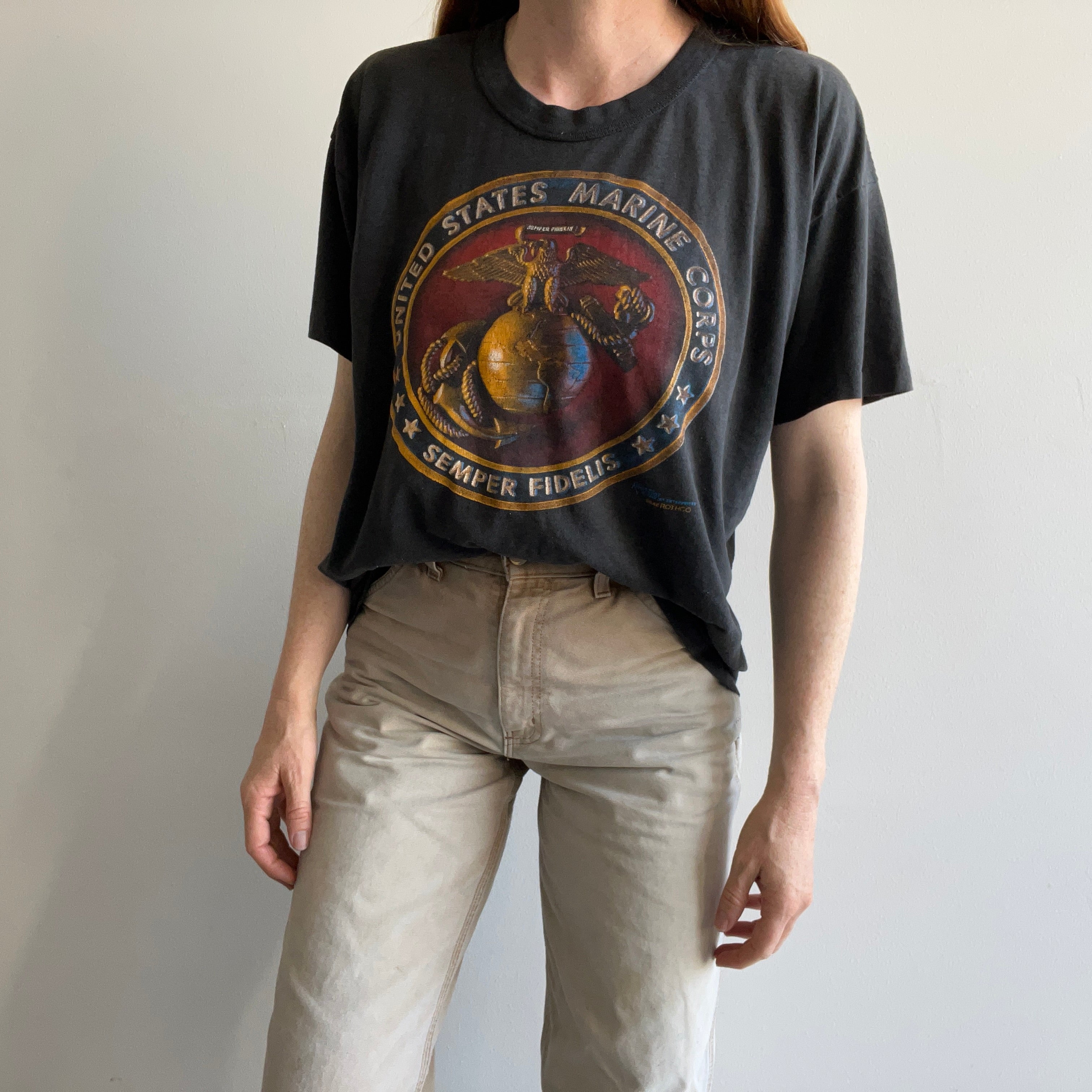 1988 US Marines Super Slouchy Rolled Neck T-Shirt