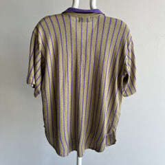 1980s Unusual Super Cool Striped/Button Down Shirt Sleeve Knit