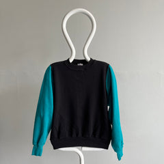 1980s Never Worn? Two Tone Teal and Black Sweatshirt