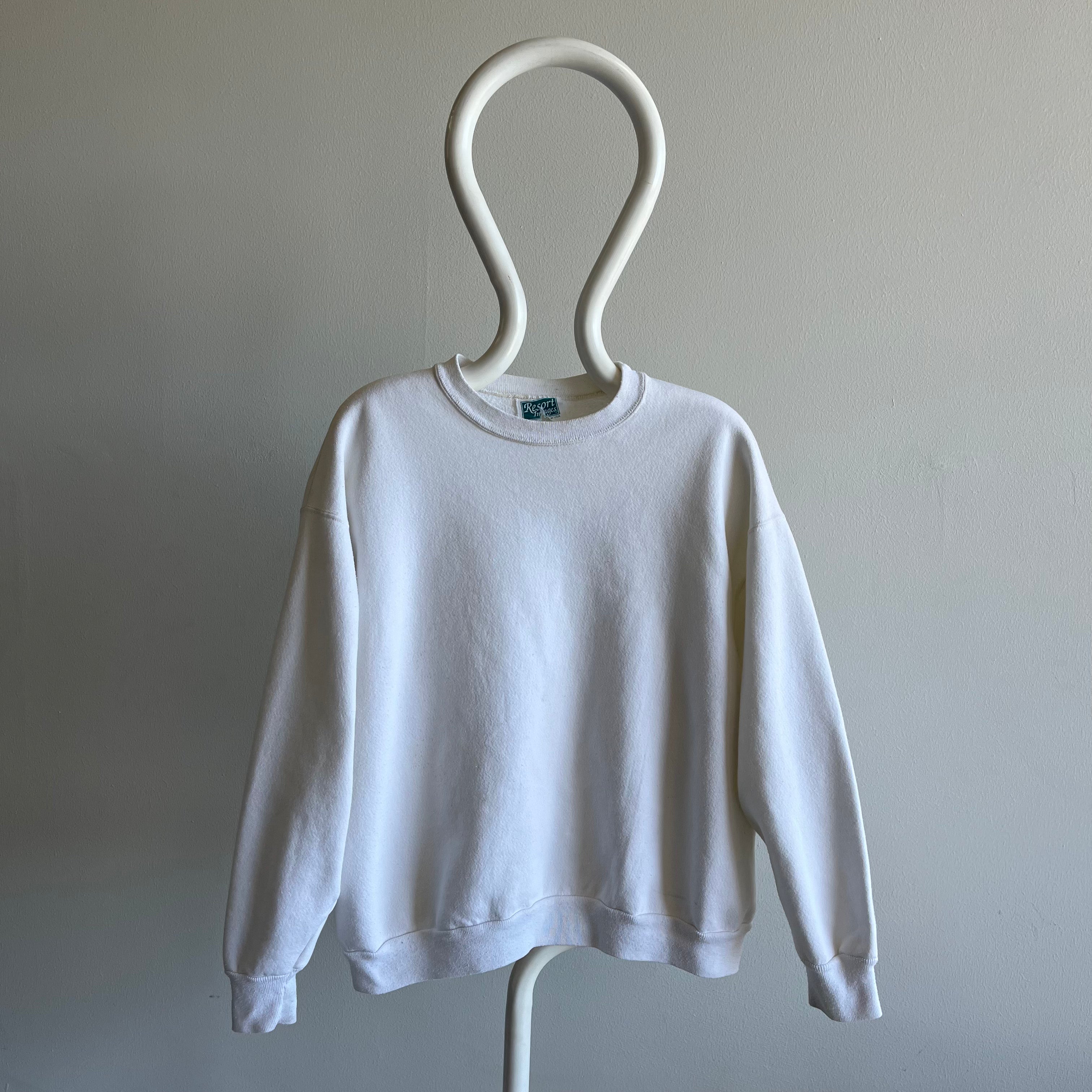 1990s Blank White Sweatshirt with Aging