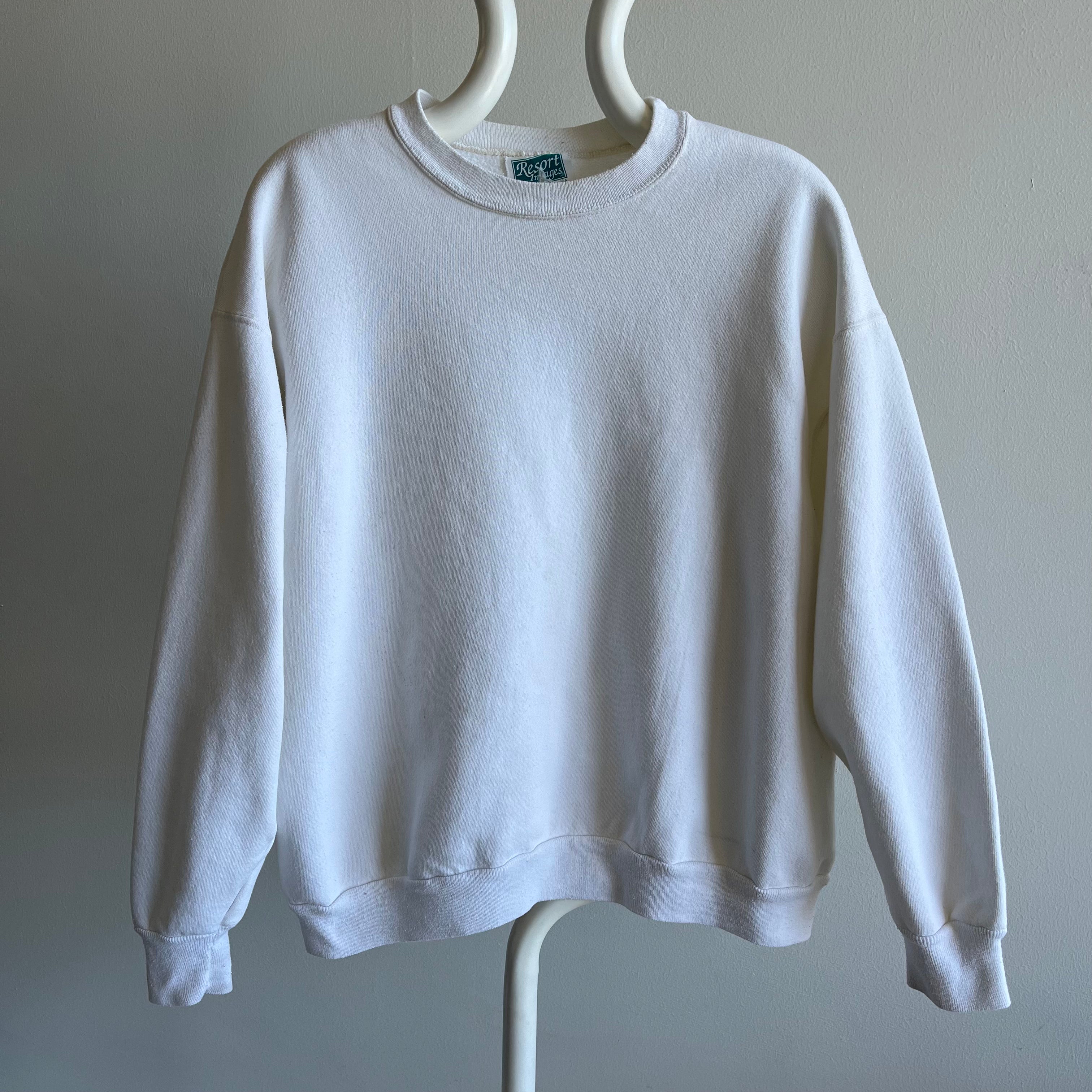 1990s Blank White Sweatshirt with Aging