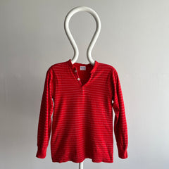 1980s Awesome Striped Duofold Henley Long Sleeve