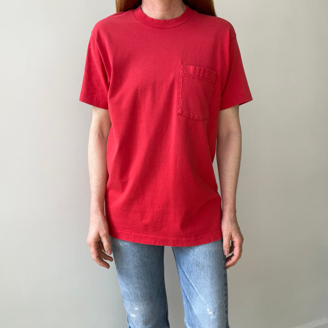 1980s Blank Red Pocket T
