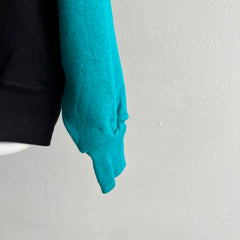 1980s Never Worn? Two Tone Teal and Black Sweatshirt