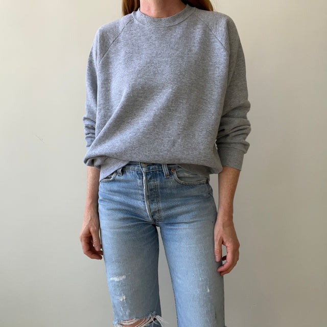 1990s Blank Grey Raglan Sweatshirt - !!!!!!!