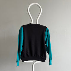 1980s Never Worn? Two Tone Teal and Black Sweatshirt