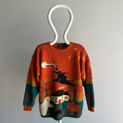 1990s Witch Cotton Knit Halloween Sweater