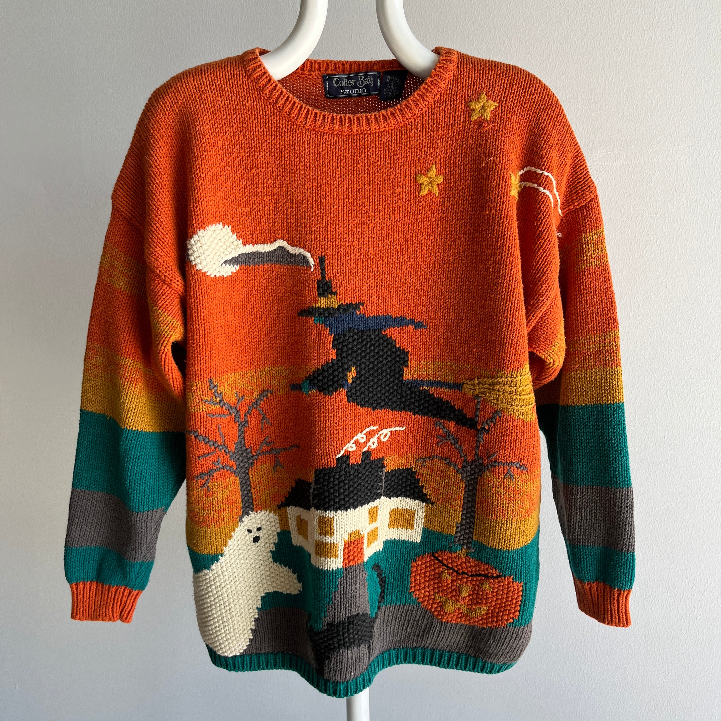 1990s Witch Cotton Knit Halloween Sweater