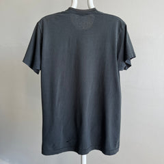 1980s Thrashed Selvedge Pocket Blank Black Cotton T-Shirt - Personal Collection