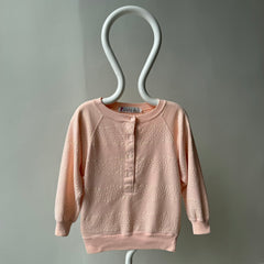 1980s Henley Sweatshirt in a Faded Peach - So very very Eighties