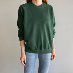1980s Heavily Stained (In A Cool Way) and Lightly Tattered Leafy Green Sweatshirt