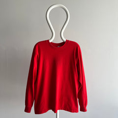 1980s Red Cotton Long Sleeve T-Shirt