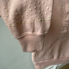 1980s Henley Sweatshirt in a Faded Peach - So very very Eighties