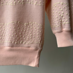 1980s Henley Sweatshirt in a Faded Peach - So very very Eighties