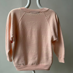 1980s Henley Sweatshirt in a Faded Peach - So very very Eighties