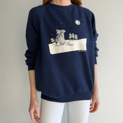 1989 Bunny Rabbit Staring at a Bunny Rabbit Moon Sweatshirt - Awwwwwwww