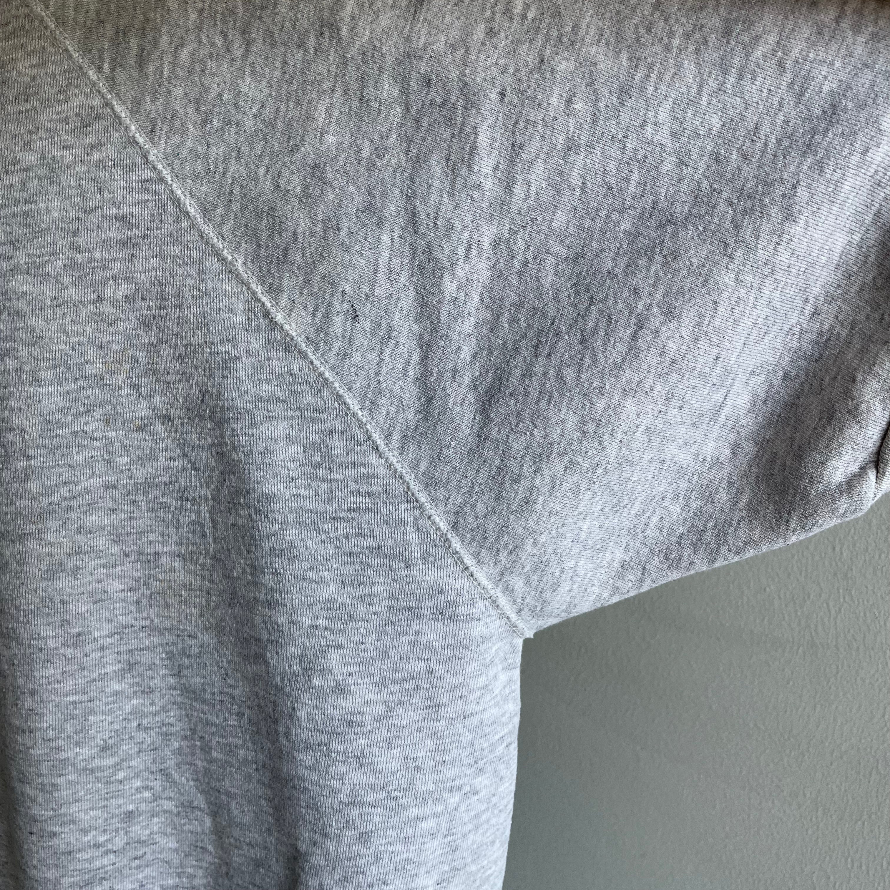 1990s Classic Light Gray Warm Up Sweatshirt - Stained