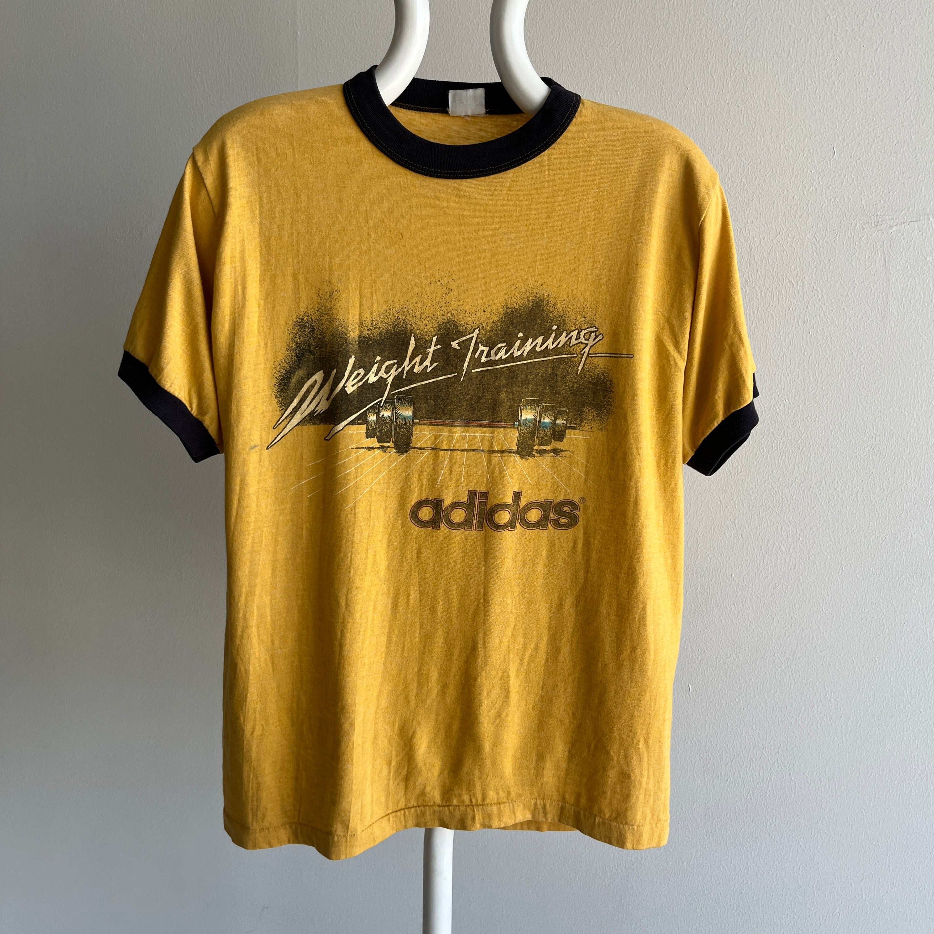 1980/90s Adidas Weight Training Ring T-Shirt