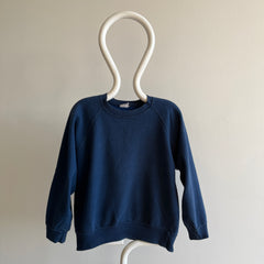 1980s Mostly Cotton Blank Navy Raglan - A Gem