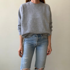 1990s Blank Grey Raglan Sweatshirt - !!!!!!!