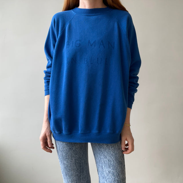 1980s Big Man In Blue Sweatshirt