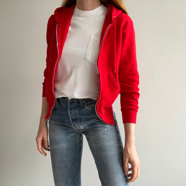 1980s Red Zip Up Hoodie by Bassett Walker