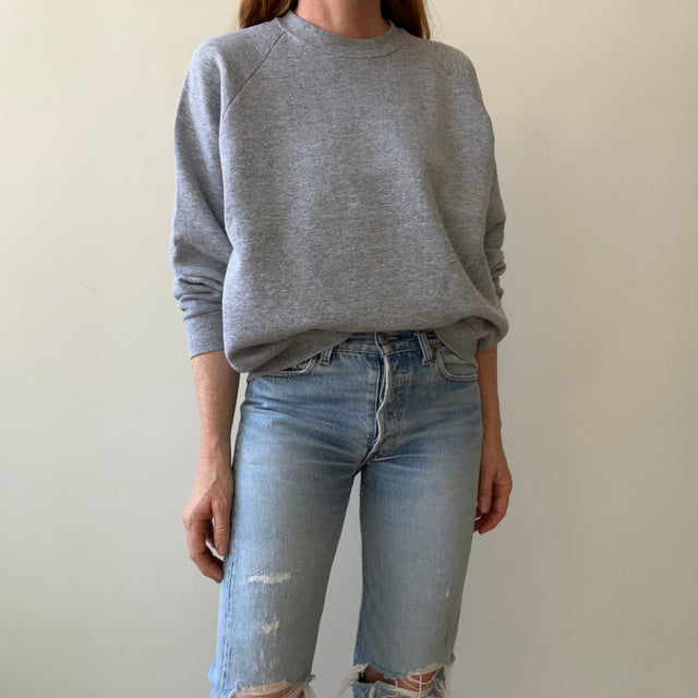 1990s Blank Grey Raglan Sweatshirt - !!!!!!!