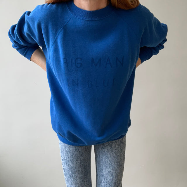 1980s Big Man In Blue Sweatshirt
