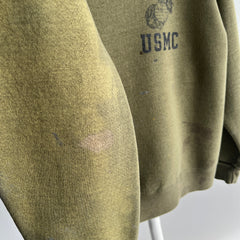 1990s Super Rad USMC Bleach, Paint and Other Stained Thinned Out Sweatshirt