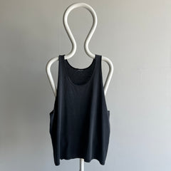 1980s Super Slouchy Faded Black To Gray Low Pit Tank Top