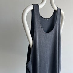 1980s Super Slouchy Faded Black To Gray Low Pit Tank Top